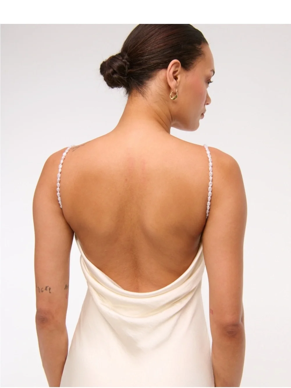 Abercrombie & Fitch White Satin Maxi Slip Dress with Chain Straps